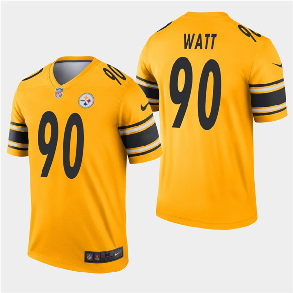 Men's Pittsburgh Steelers #90 T. J. Watt Gold Inverted Legend NFL Jersey